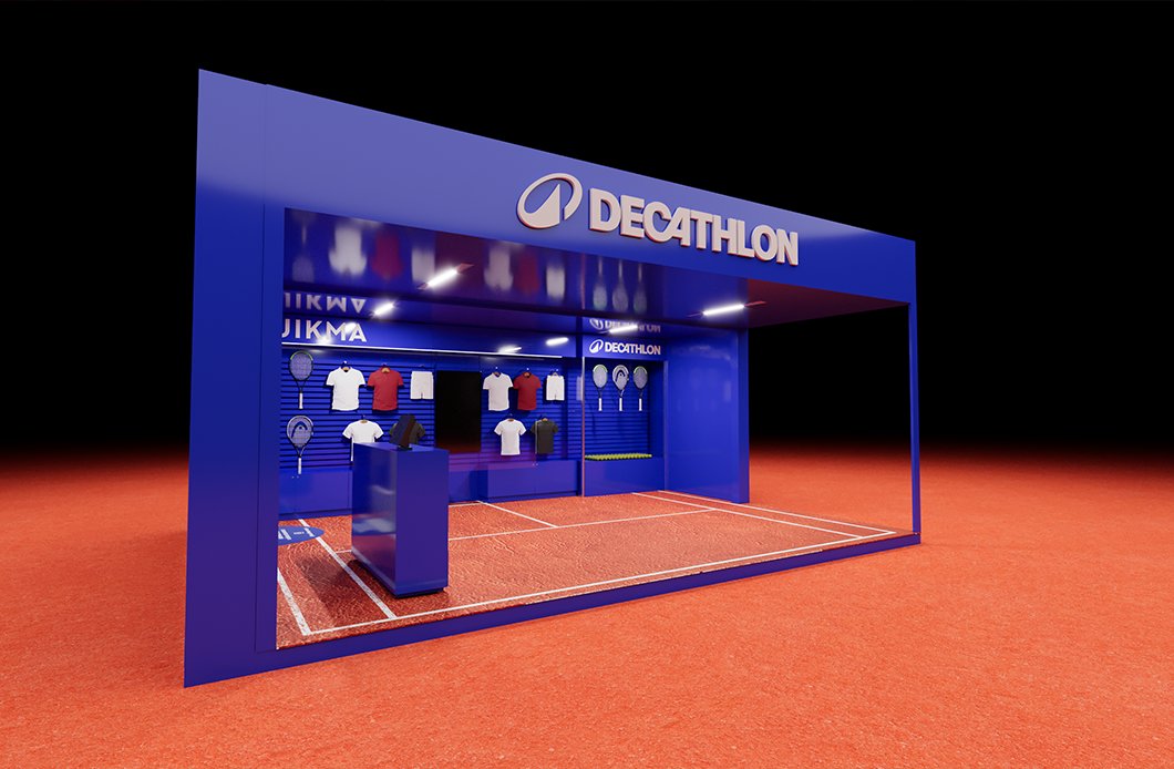 3D render of the Decathlon activation booth