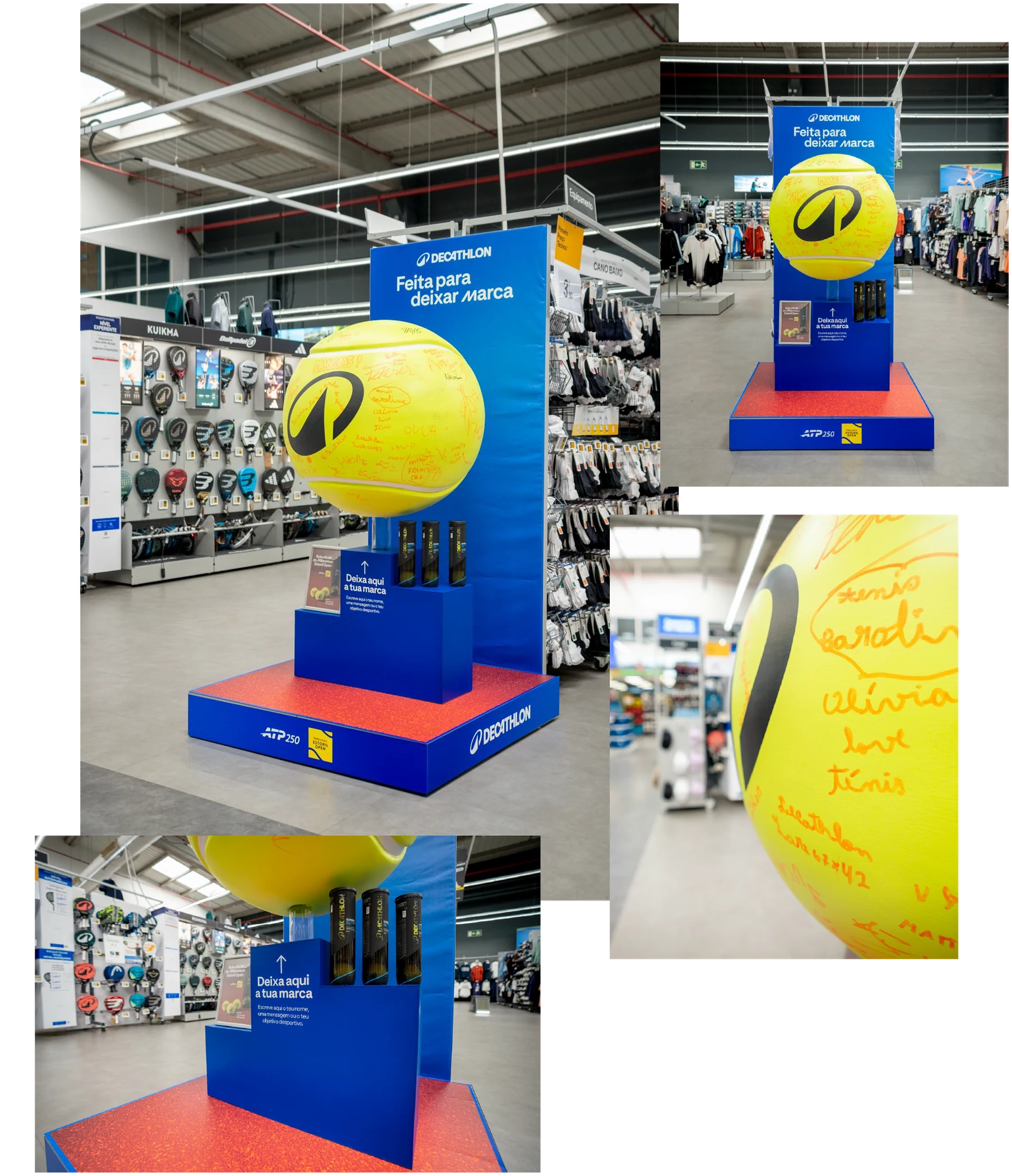 Central display built in store, with detail photos