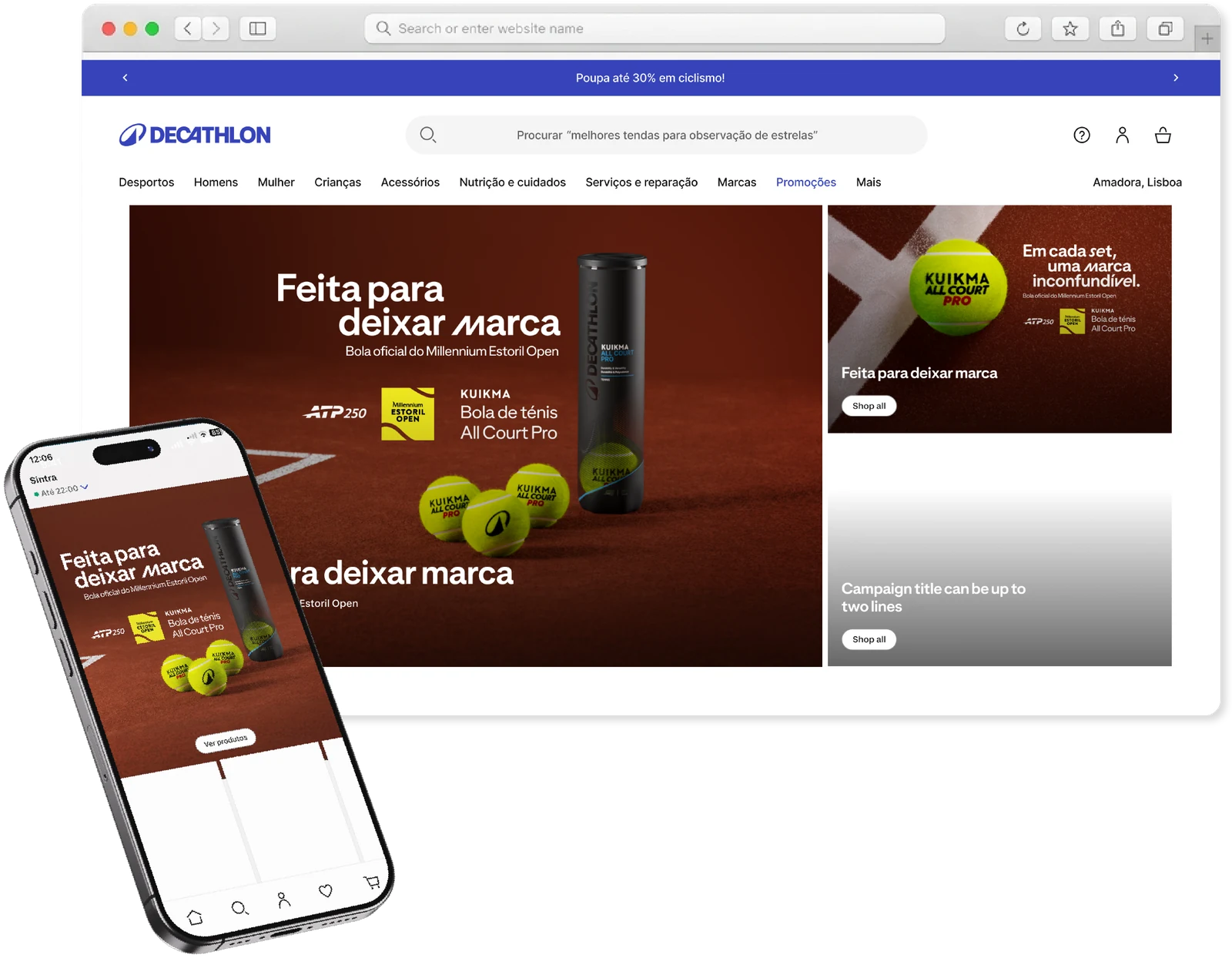 decathlon.pt website and mobile mockup